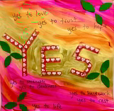 "Yes" mixed media art therapy example