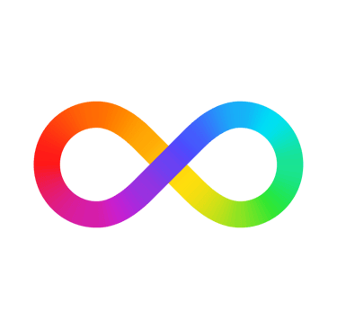 Neurodiversity rainbow coloured infinity symbol