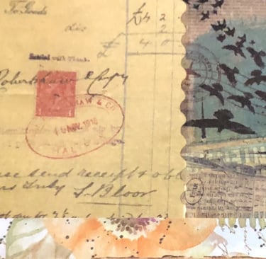 Collage tag with ephemera material