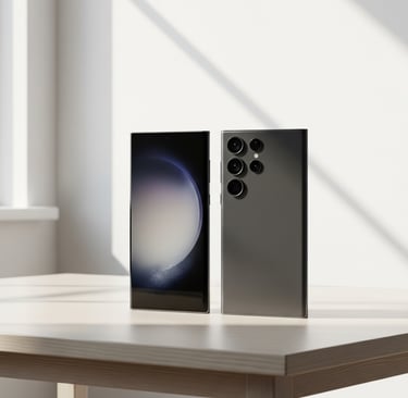 galáxia 25 ultra um par de alto-falantes pretos e prateados sobre uma mesa