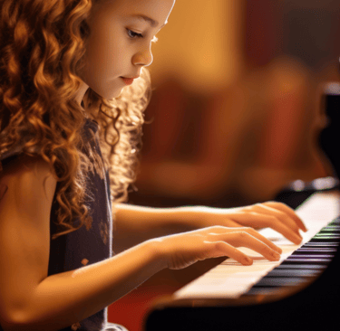 Little girl playing piano