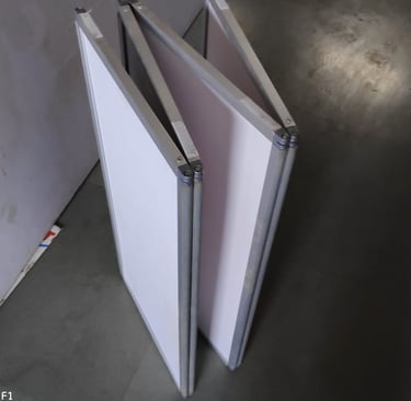 folded centre fold scren promotion table