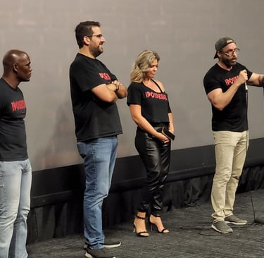 a group of people standing on a stage