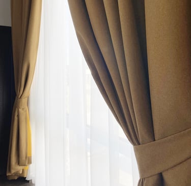 orange curtains