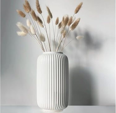  White Ceramic Ribbed Vases