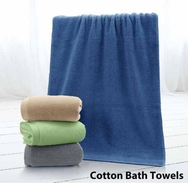 blue cotton bath towels