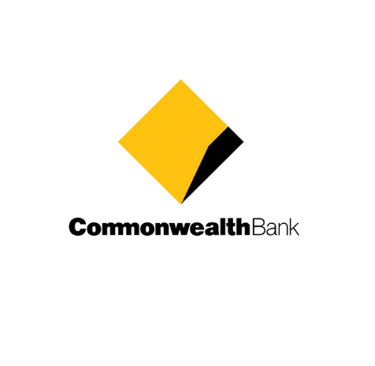 Commonwealth Bank logo with a black and yellow logo with a diamond shaped diamond