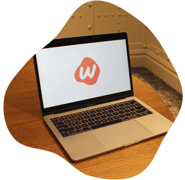 laptop with webbie logo