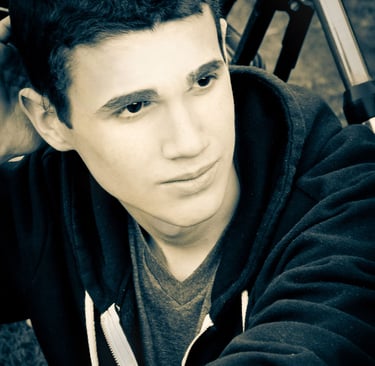 a man in a black and white photo