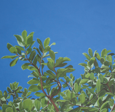 oil painting of tree branches with leaves