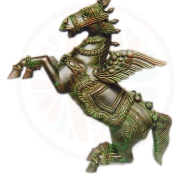 a statue of a horse with a horse headdress