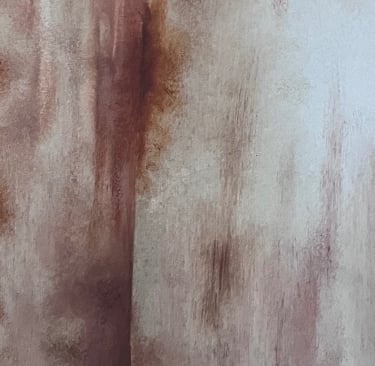 Fausse brique - peinture à l'ocre , Porte rouillée - peinture à l'huile