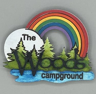 laser cut and painted campground souvenir magnet