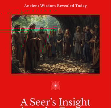 a mock poster showing a Germanic seer reading the Runes