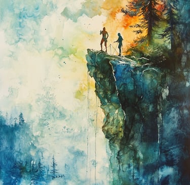 Deux personnes qui s'aident a grimper