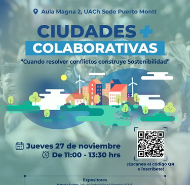 Afiche de evento Ciudades + Colaborativas donde participará Rodrigo Carrillo