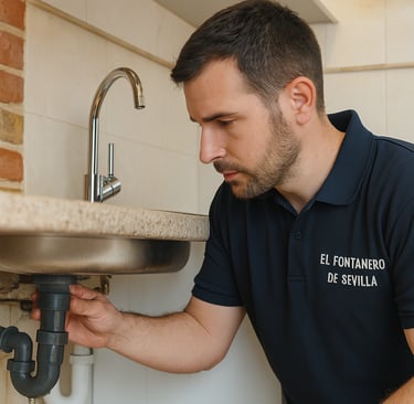 Fontanero arreglando fuga de agua en sevilla