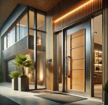 Puerta de entrada de una casa moderna