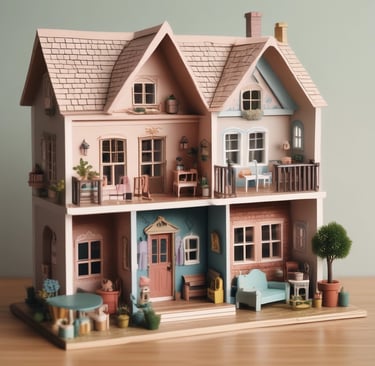 Miniature easel with a small painting on it.