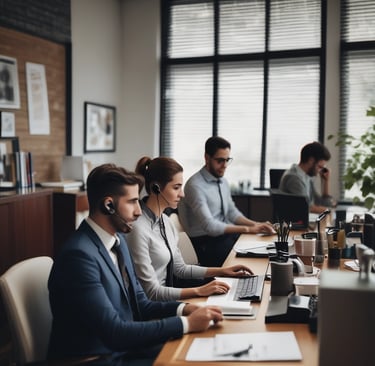 an office with a lot of desks and chairs