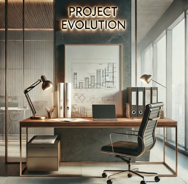 Workspace with laptop and documents, symbolizing innovation and planning.