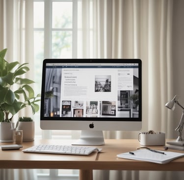 Computadora que refleja una página web