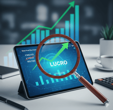 Um tablet com gráficos finaneiros citando impostos e lucro