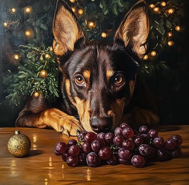 Kelpie australien noel raisins