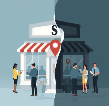 um grupo de pessoas em pé em frente a uma loja