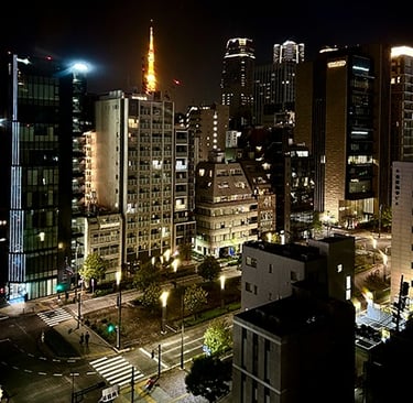 Vue sur la Tokyo Tower depuis la chambre de l'hotel