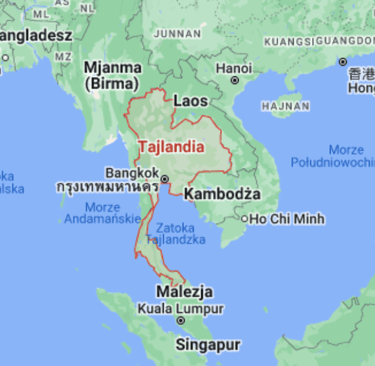 mapa Tajlandii