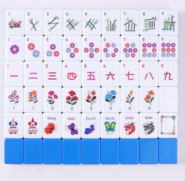 mahjong tiles that are labeled with the dragon names