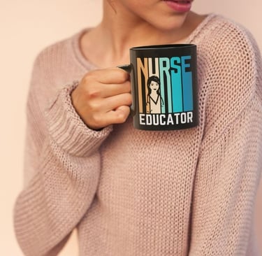 Woman holding a Nurse Educator design mug