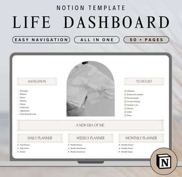 Notion Life Planner, Template All in One Digital Planner, aesthetic Notion Templates, Notion Planner