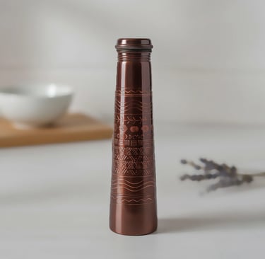 Tall slim copper water bottle eco-friendly handcrafted drinkware Canada Nira Earth