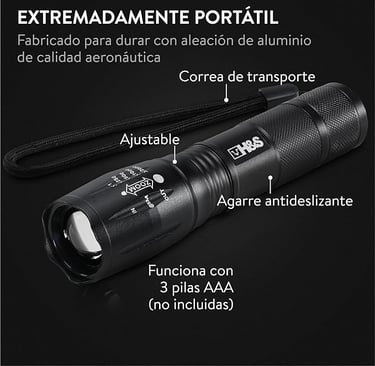linterna led a pilas linterna con pilas