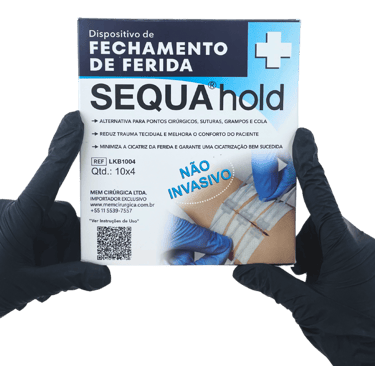 Caixa do Sequa Hold , dispositivo de fechamento de feridas e incisões não invasivo, ponto falso