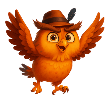 hibou qui vole avec chapeau 