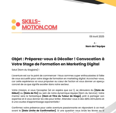 Exemple de convocation pour un stage de formation