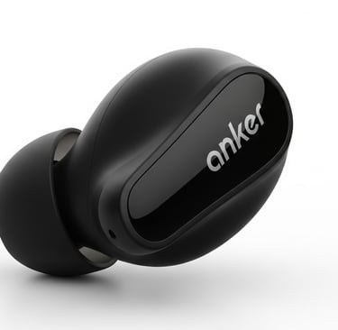 um fone de ouvido preto com a palavra anker