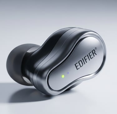 um par de fones de ouvido com a palavra "edificet" escrita nele