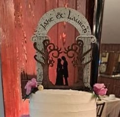 laser cut and engraved wedding cake topper