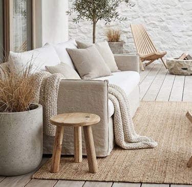 houten krukje in buiten woonkamer