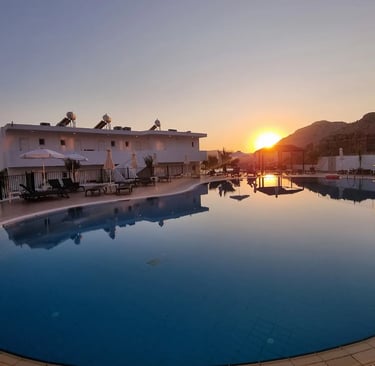 Pefkos sunset from hotel view