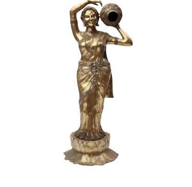 a statue of a woman holding a vase with a vase in it
