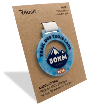Échantillon d'une médaille finisher recyclée