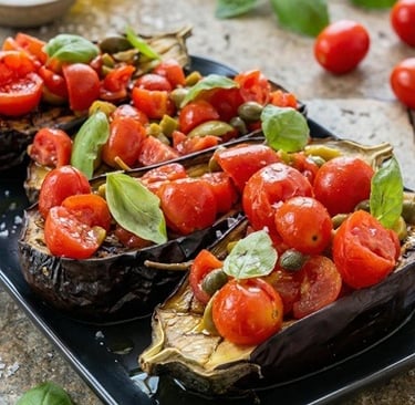 Vegan roasted eggplant bruschetta recipe
