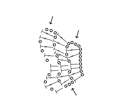 crochet chart of a butterfly wing