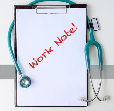 Sick note, Work note, Doctors Note, Sick Work. Flu, COVID, Strep throat.