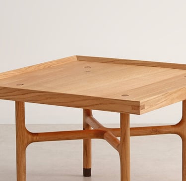 Bespoke design Reversible top coffee table in oak and recycled acrylic Edinburgh